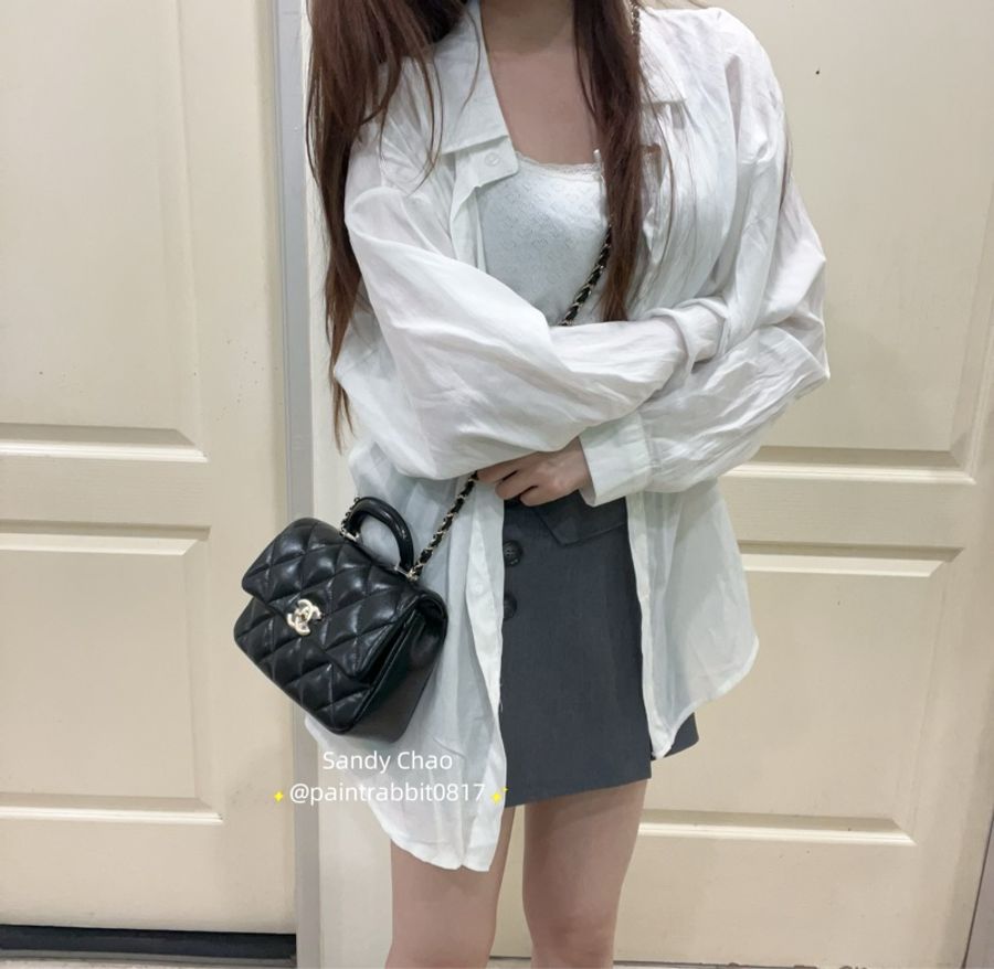 ෆ Chanel 24c油蠟牛皮手把方胖🖤🈶購證-2