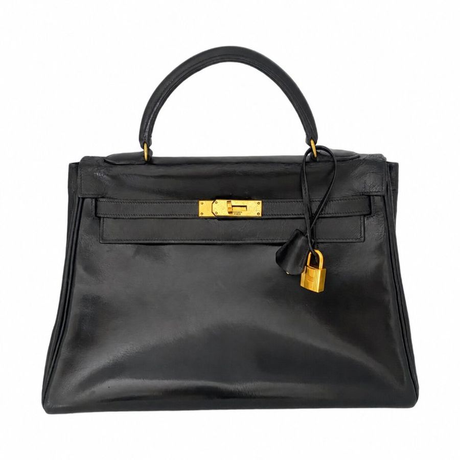 愛馬仕 Hermes Kelly 32 Retourne Box Calf 黑色 金扣 GHW 凱莉32 復古中古-1
