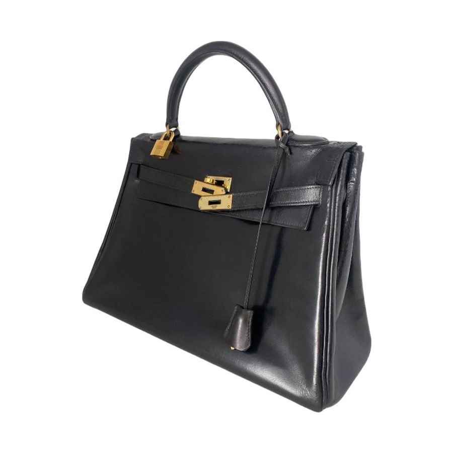 愛馬仕 Hermes Kelly 32 Retourne Box Calf 黑色 金扣 GHW 凱莉32 復古中古-2