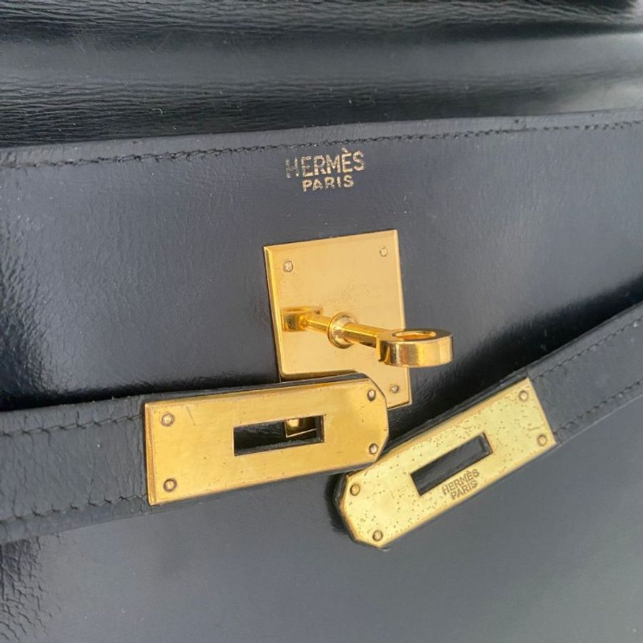 愛馬仕 Hermes Kelly 32 Retourne Box Calf 黑色 金扣 GHW 凱莉32 復古中古-9