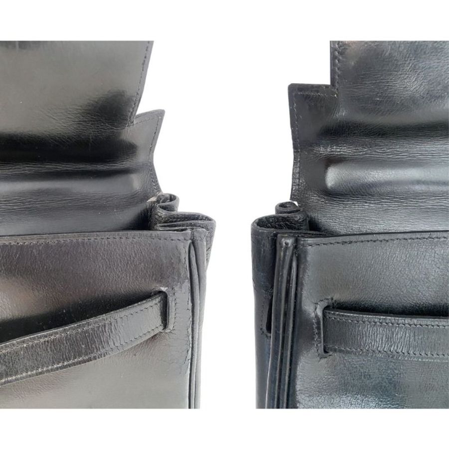 愛馬仕 Hermes Kelly 32 Retourne Box Calf 黑色 金扣 GHW 凱莉32 復古中古-14