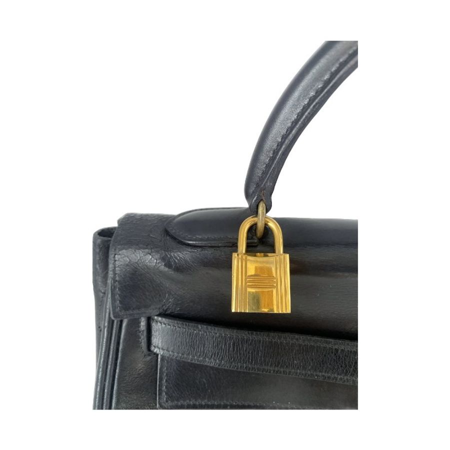 愛馬仕 Hermes Kelly 32 Retourne Box Calf 黑色 金扣 GHW 凱莉32 復古中古-17