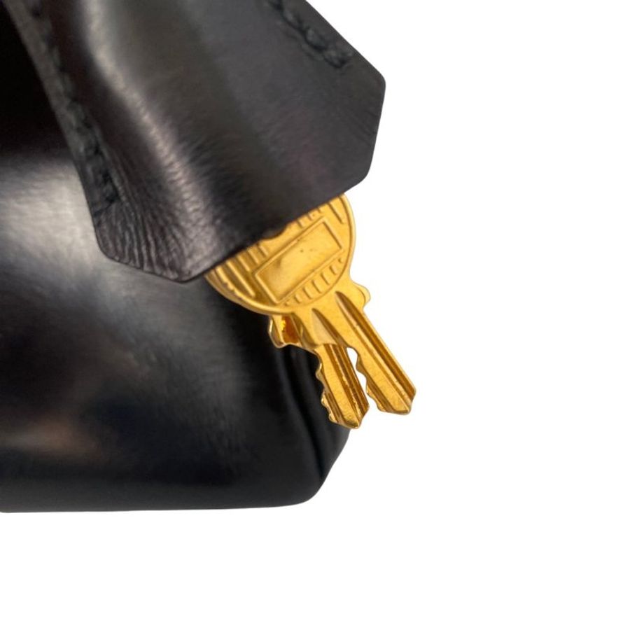 愛馬仕 Hermes Kelly 32 Retourne Box Calf 黑色 金扣 GHW 凱莉32 復古中古-18