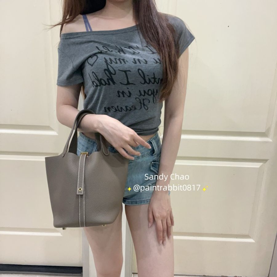 ෆ Hermes Picotin18愛馬仕菜籃子 大象灰金🐘🈶購證 金剛色❤️-2