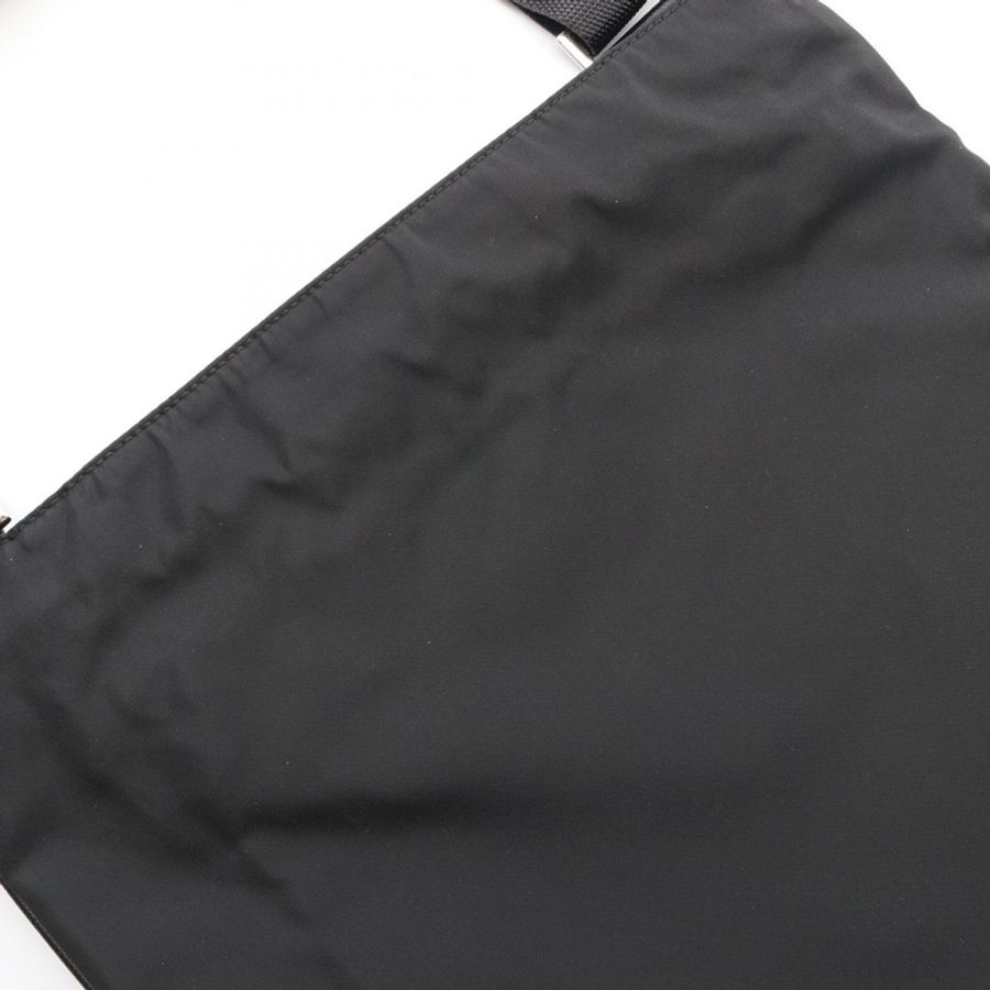 PRADA 三角形標誌斜背肩背包 VA0053 尼龍 Saffiano 皮革 黑色-5