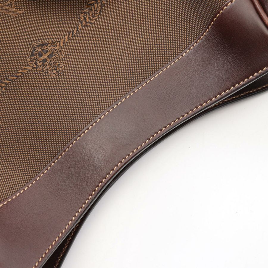 PRADA Logo Jacquard 單肩包 帆布皮革 棕色 二手 女士-9