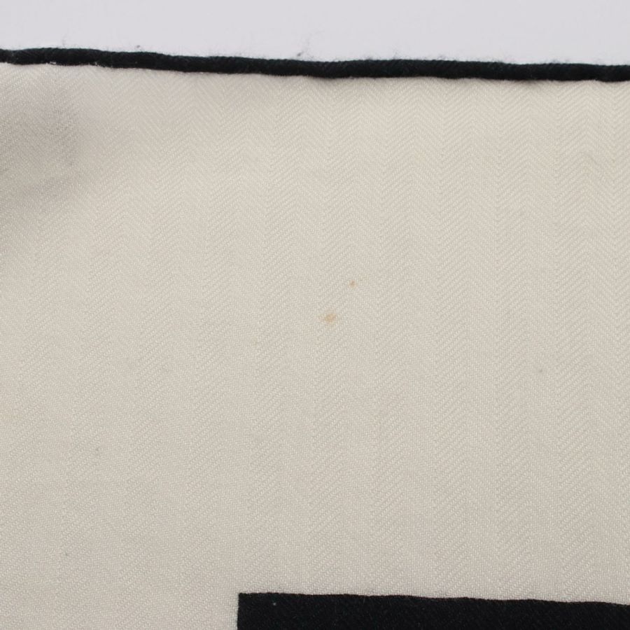 愛馬仕 Carre140 巴西紋身絲巾,絲質羊絨混紡,黑色米色,二手女款-8