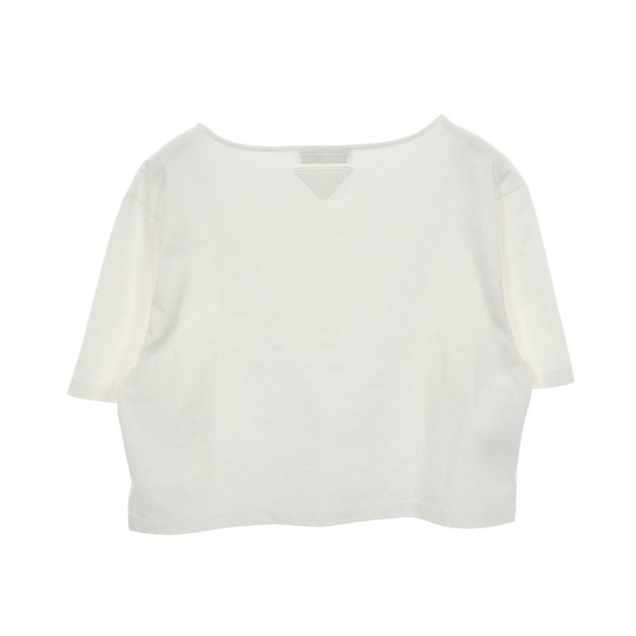 PRADA 壓花 logo 短袖 T 卹,純棉材質,白色,XS 碼,二手女款-1