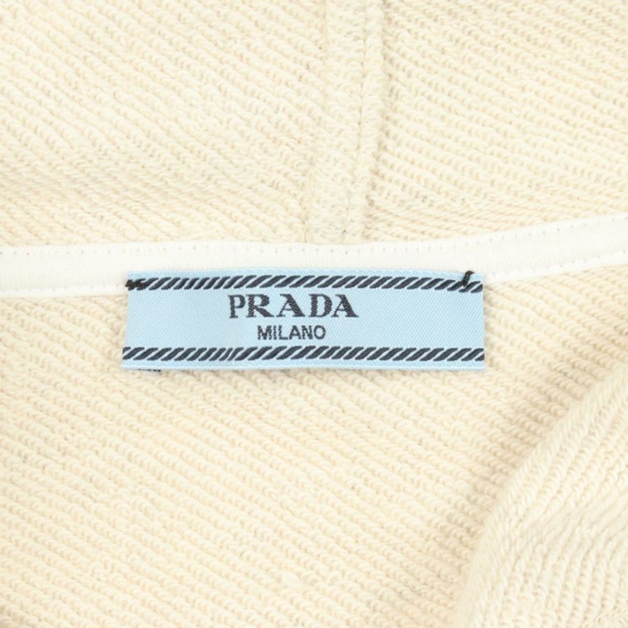 PRADA Logo刺繡連帽衫 134677 純棉 米色 海軍藍 #S 二手 女款-2