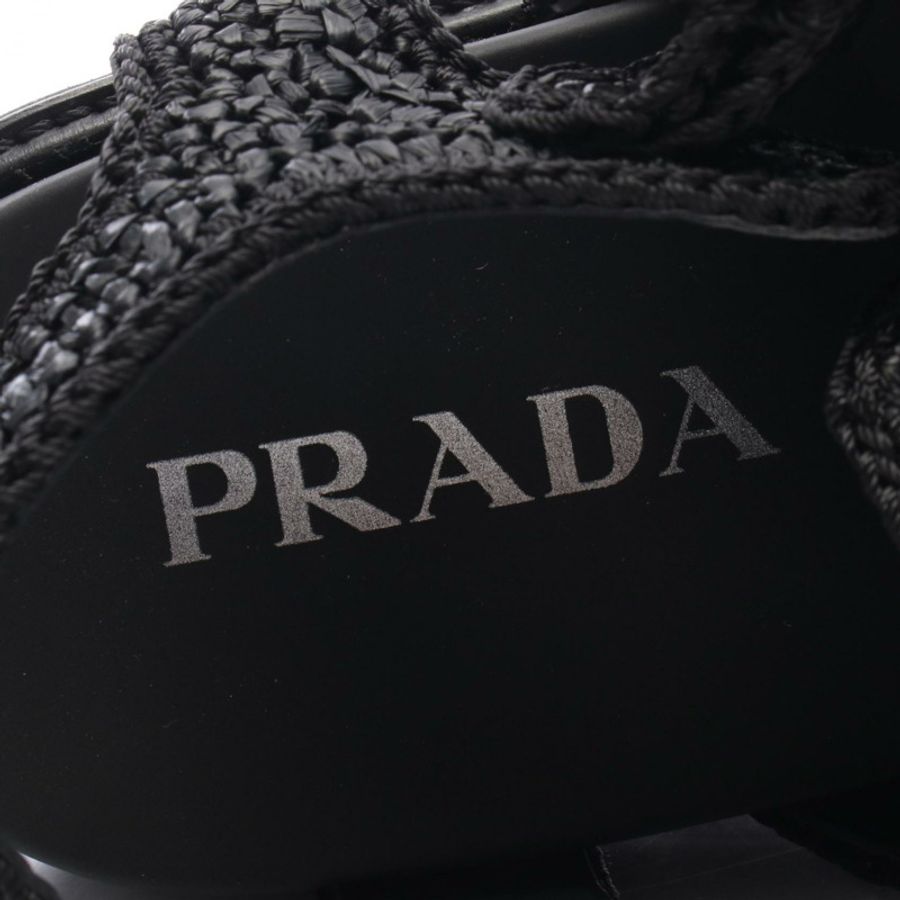 PRADA 鉤編漁夫涼鞋 2X3124 黑色織品 #6 二手女款-4