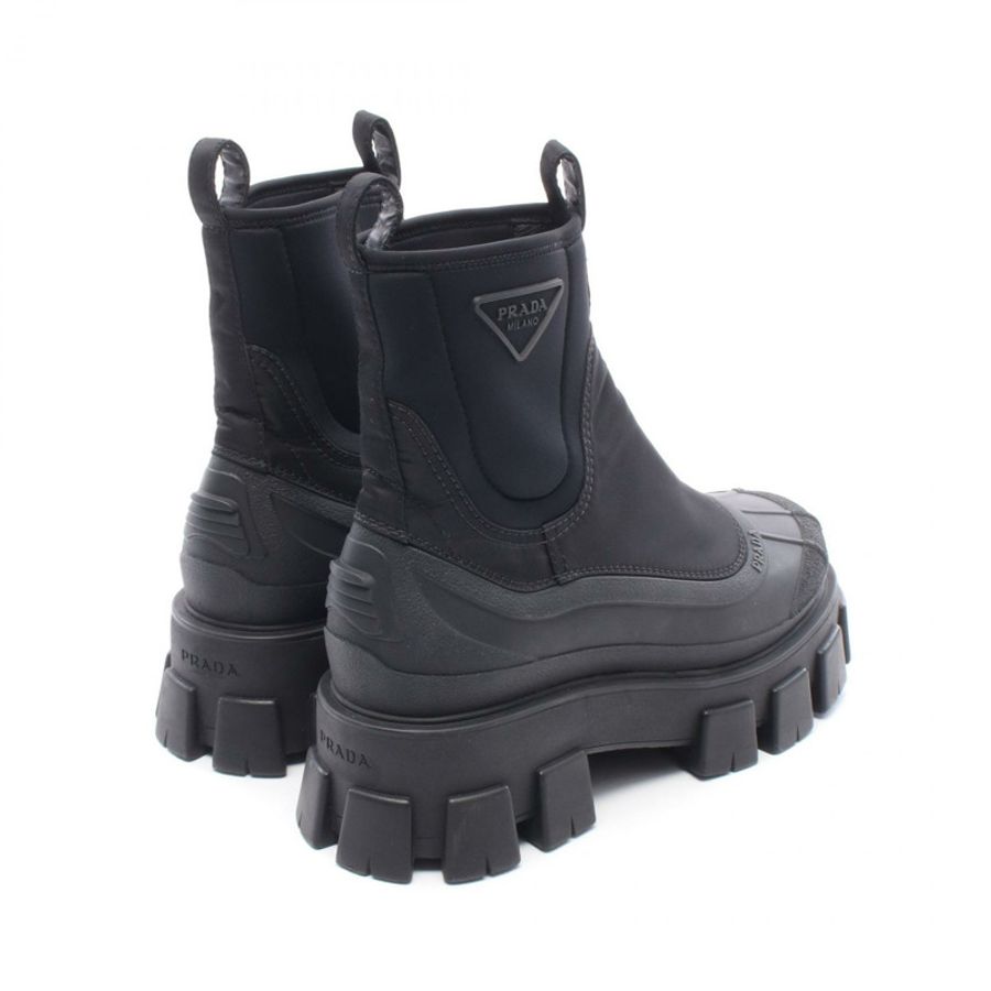 PRADA Re-Nylon Monolith Gabardine 女用尼龍橡膠短靴 2UE029 黑色 7.5 碼-1