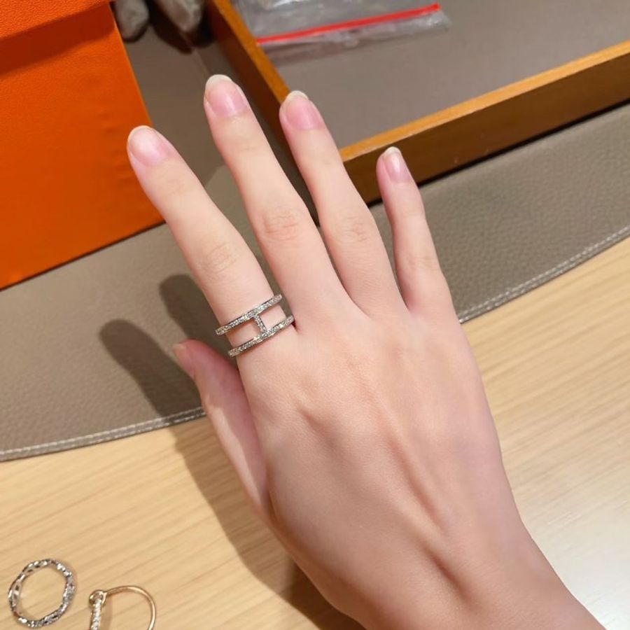 HERMES Ever Chaine d'ancre白金戒指- 52-8