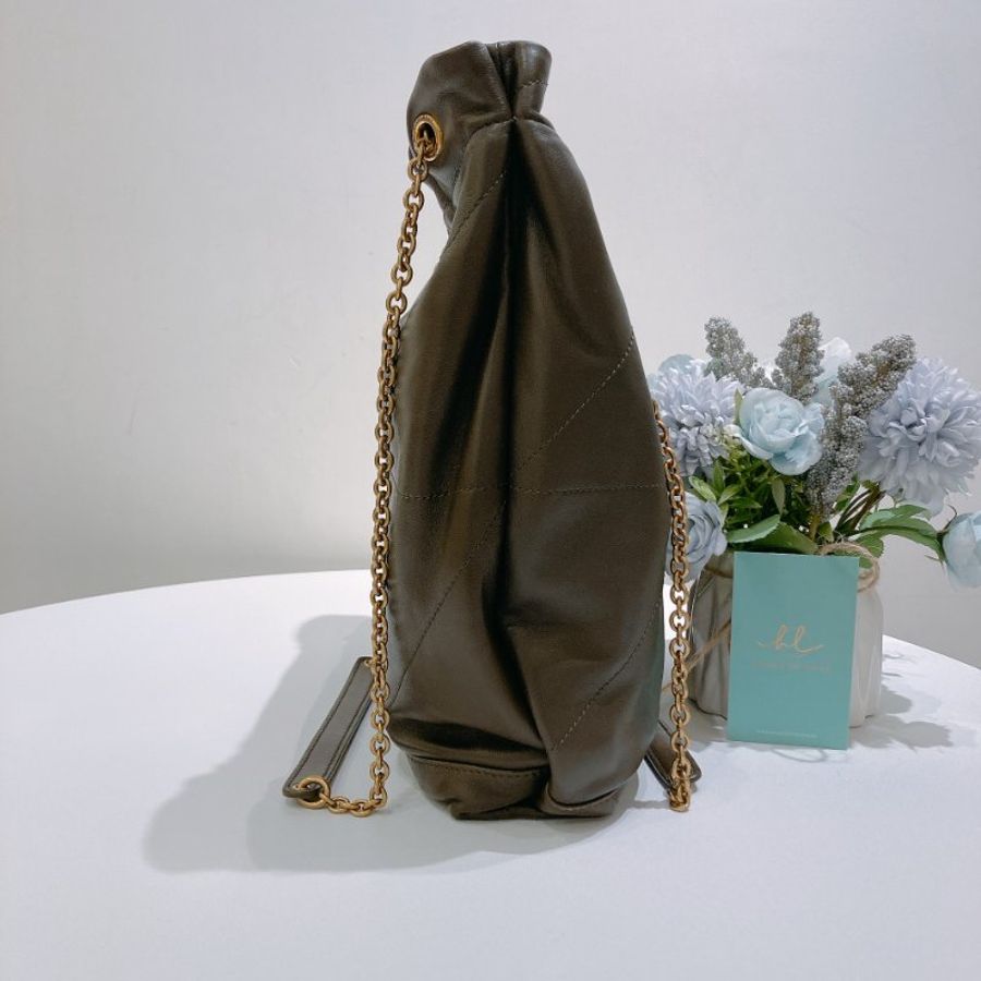 TW4901	Saint Laurent 聖羅蘭鍊帶單肩包包 Jamie Shopping Tote Bag Small Lambskin Dark Green-2