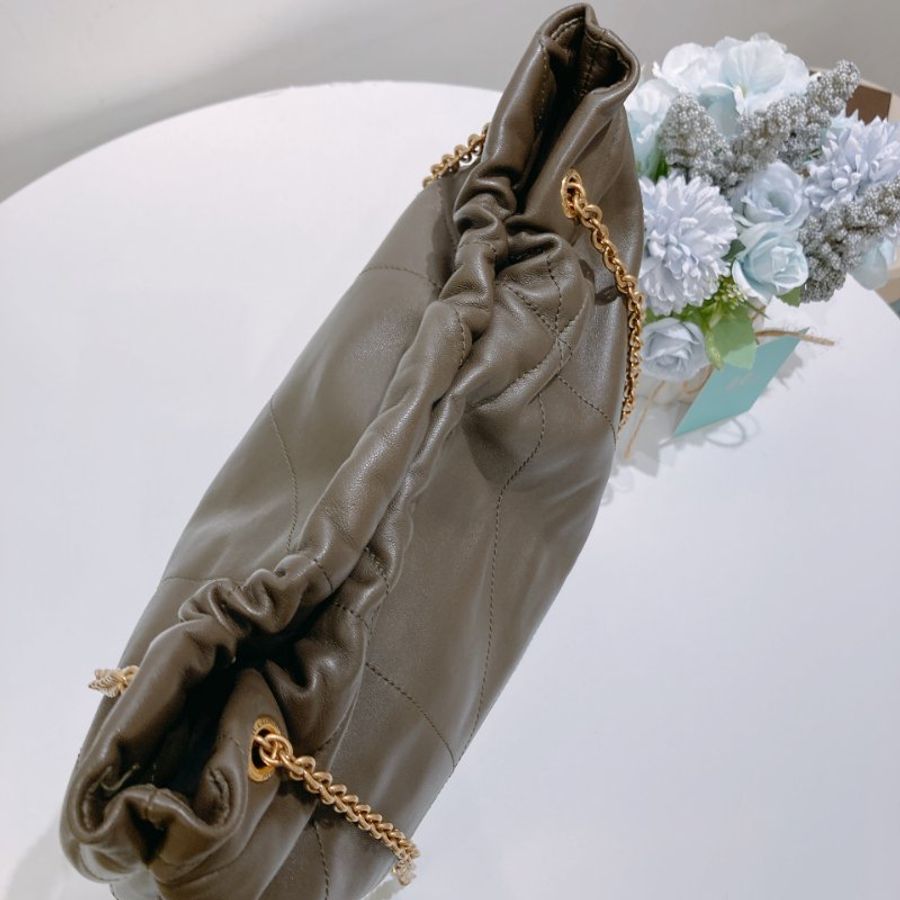 TW4901	Saint Laurent 聖羅蘭鍊帶單肩包包 Jamie Shopping Tote Bag Small Lambskin Dark Green-9