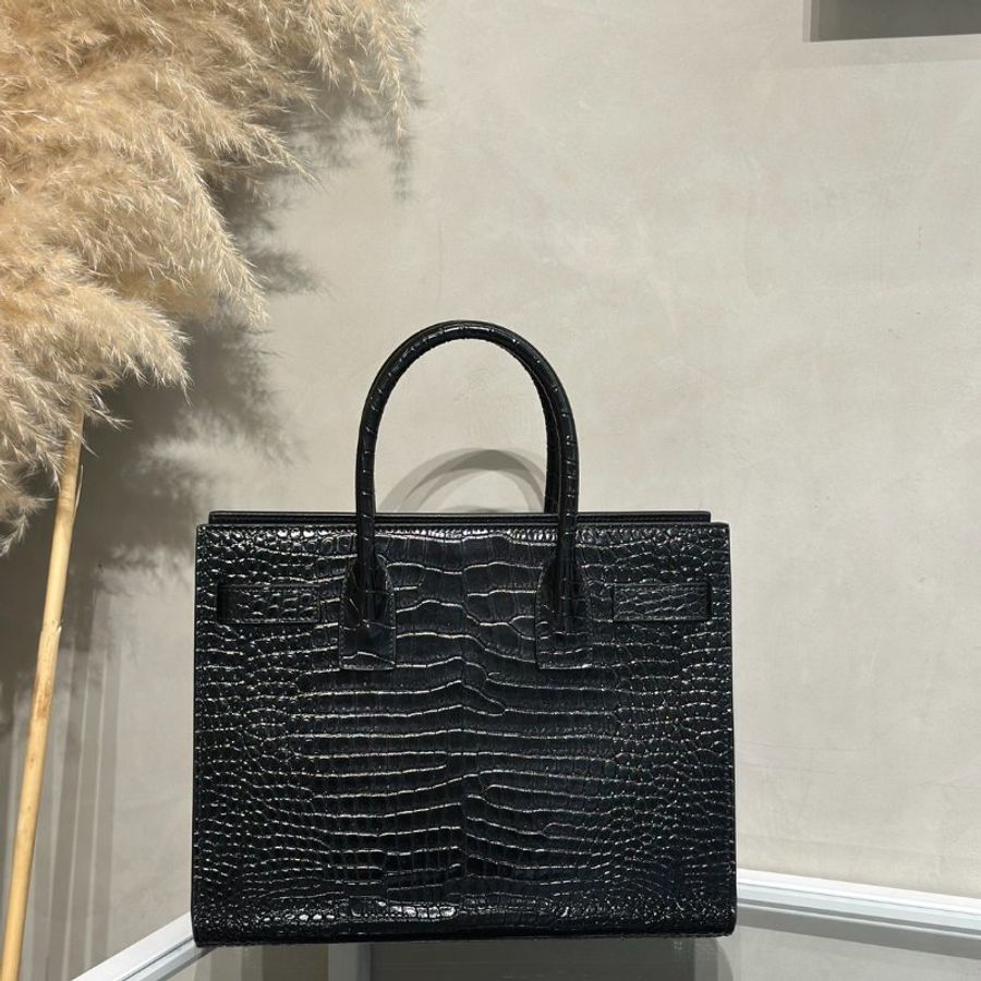 YSL Sac De Jour鱷魚壓紋手提斜背包-4