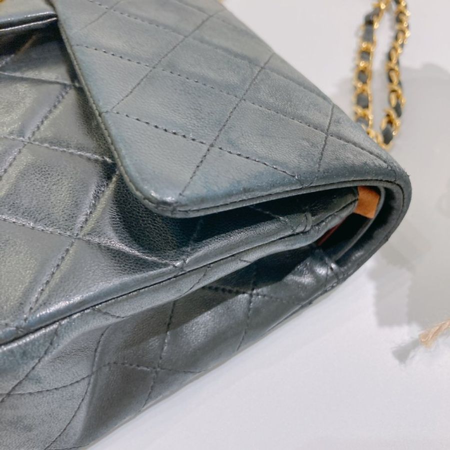 TW4902 Chanel 香奈兒中古小號經典雙翻蓋式鍊帶包包 Vintage Classic Double Flap Bag 23cm Lambskin Black x GHW-8