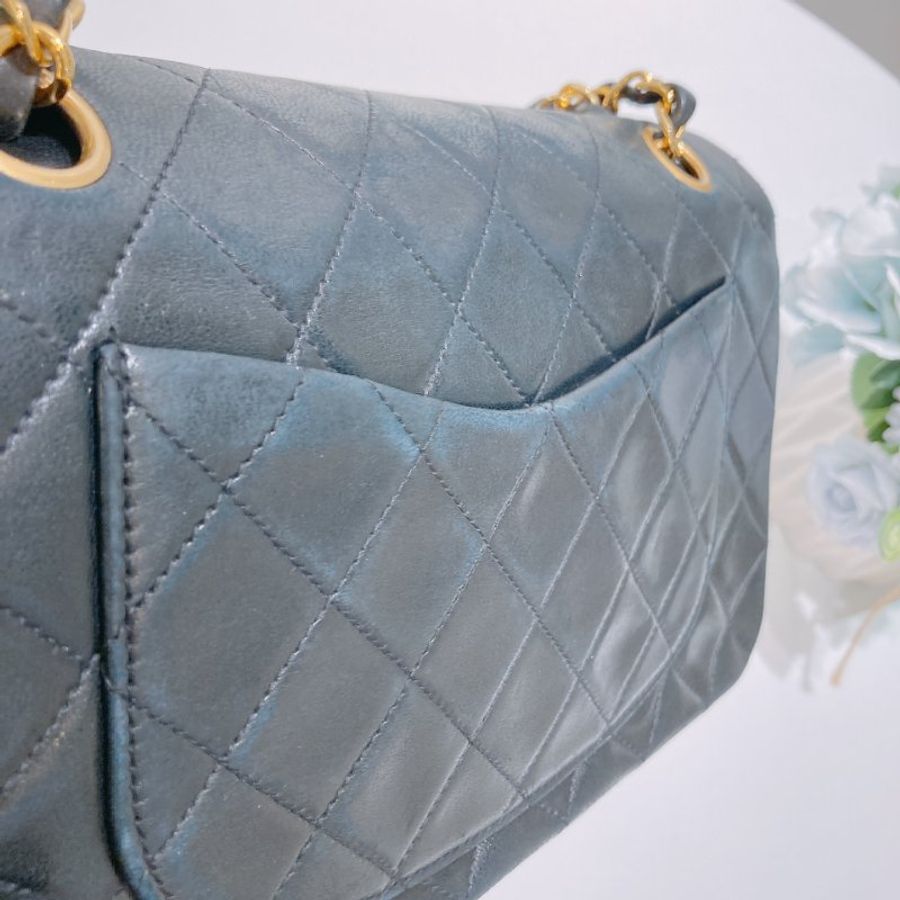 TW4902 Chanel 香奈兒中古小號經典雙翻蓋式鍊帶包包 Vintage Classic Double Flap Bag 23cm Lambskin Black x GHW-32