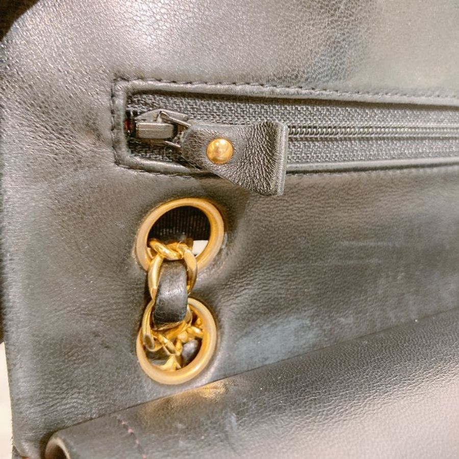 TW4902 Chanel 香奈兒中古小號經典雙翻蓋式鍊帶包包 Vintage Classic Double Flap Bag 23cm Lambskin Black x GHW-36