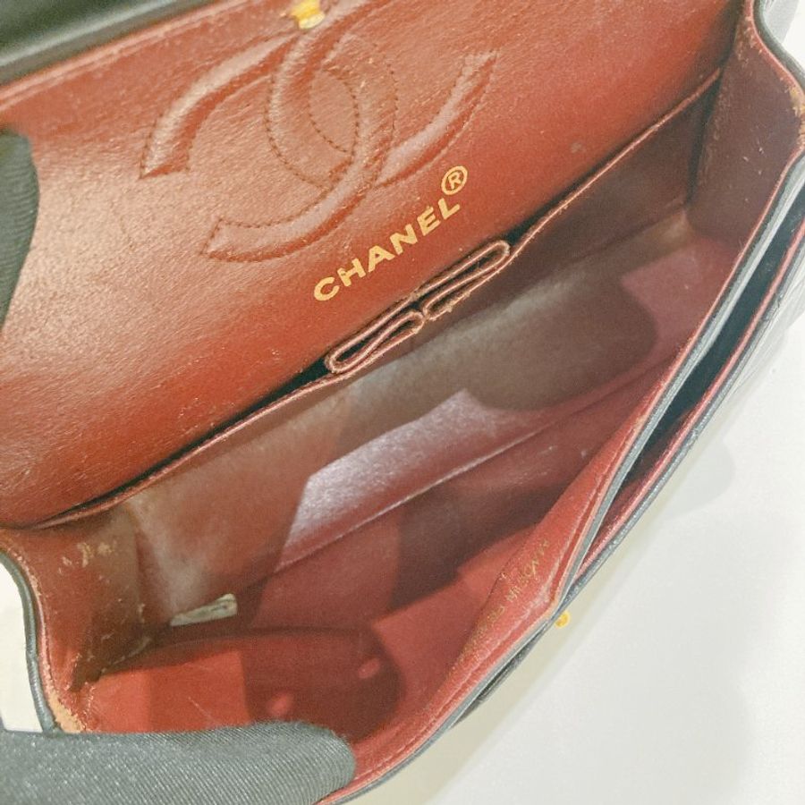 TW4902 Chanel 香奈兒中古小號經典雙翻蓋式鍊帶包包 Vintage Classic Double Flap Bag 23cm Lambskin Black x GHW-40