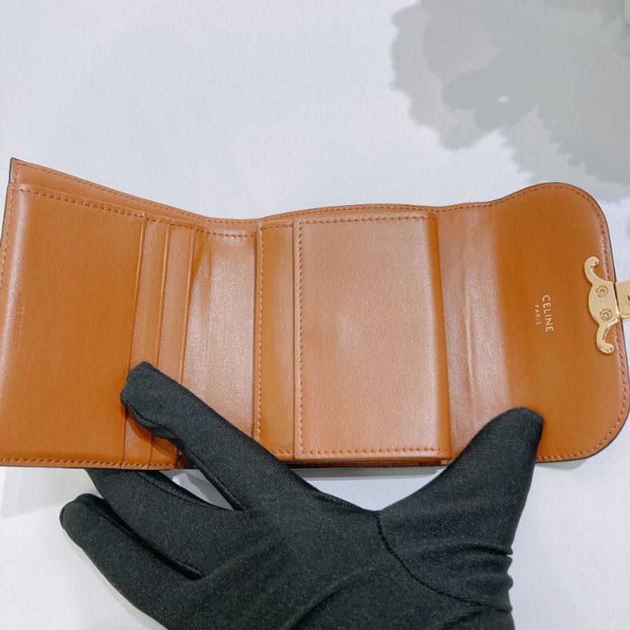 TW4904 Celine 思琳小號經典花紋三摺銀包 Small Triomphe Wallet Canvas Tan x GHW-24