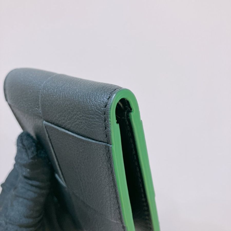 TK2085 寶緹嘉 經典大格仔 兩摺銀包 Bottega Veneta Cassette Wallet Black x Green-8