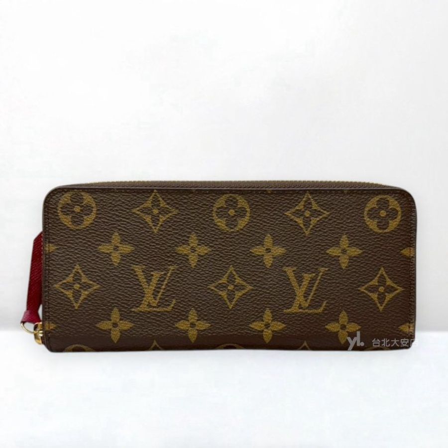 A13247-LV Clemence 老花/紫紅色內裡拉鍊長夾/M60742-0