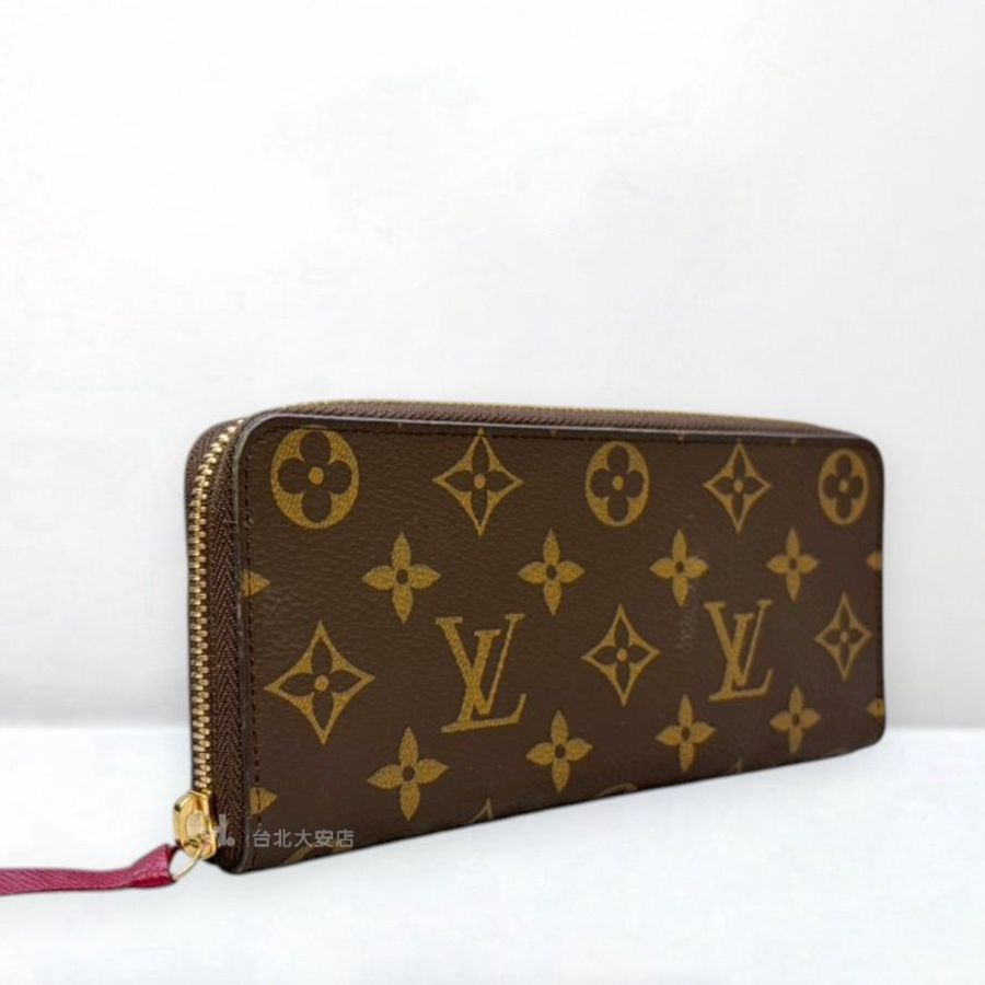 A13247-LV Clemence 老花/紫紅色內裡拉鍊長夾/M60742-1