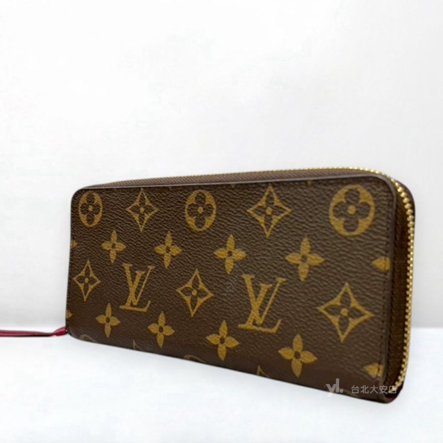 A13247-LV Clemence 老花/紫紅色內裡拉鍊長夾/M60742-2