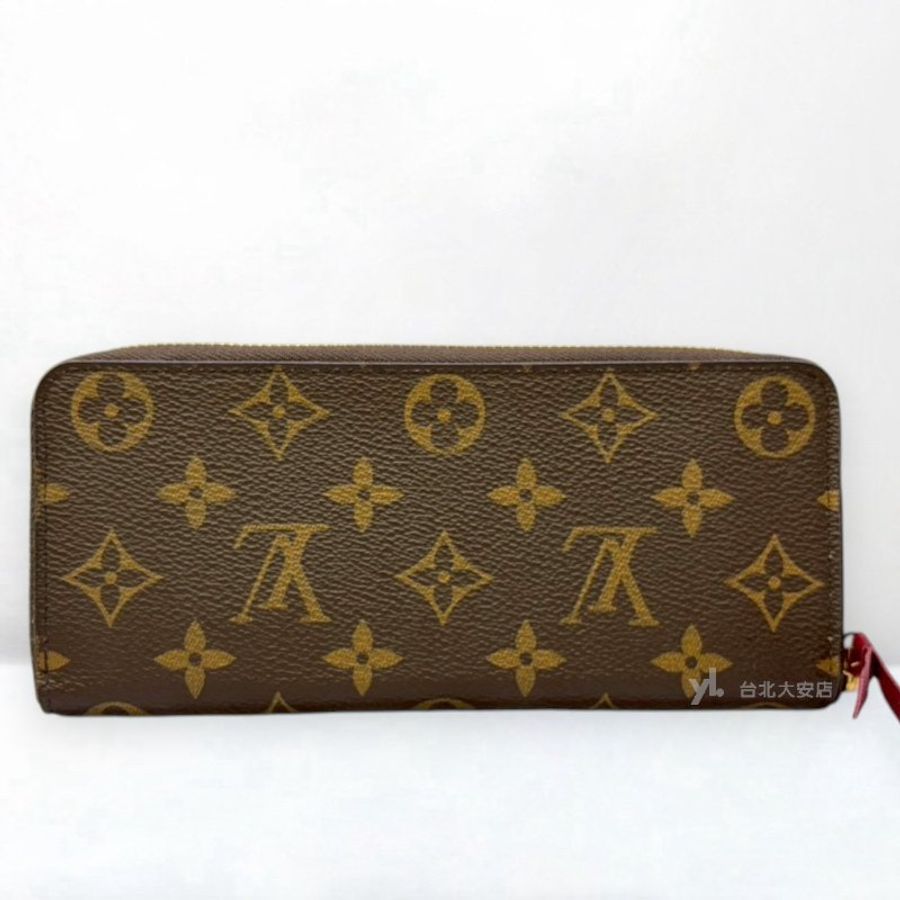 A13247-LV Clemence 老花/紫紅色內裡拉鍊長夾/M60742-3