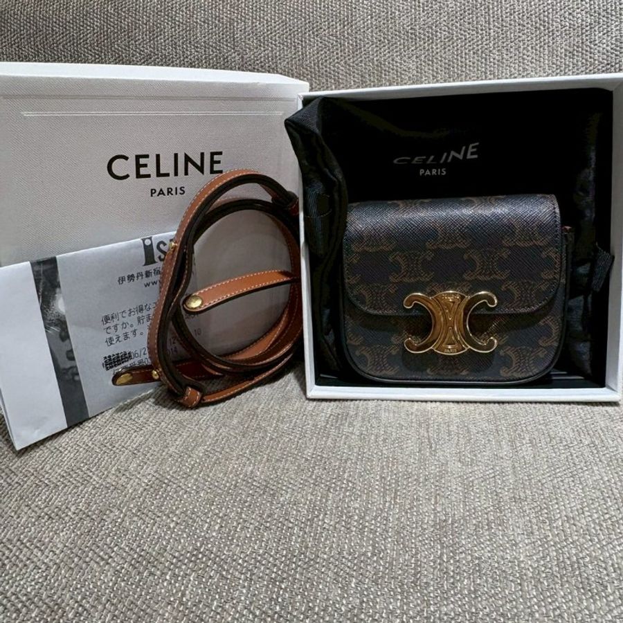 CELINE   Claude Triomphe迷你老花凱旋門斜背包-1