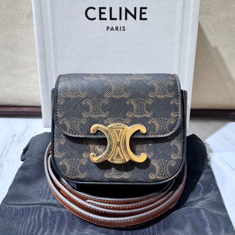 CELINE   Claude Triomphe迷你老花凱旋門斜背包-0