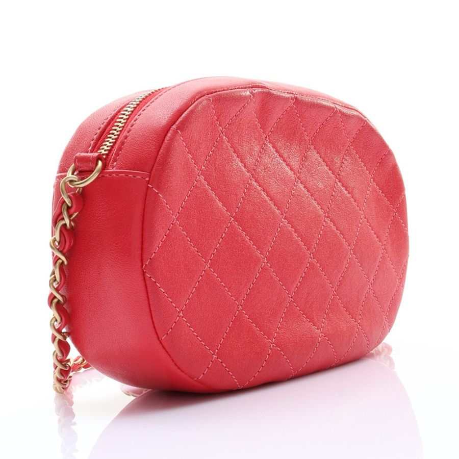 粉色 菱格紋牛皮 Coco Midnight Camera Case 肩背包【CHANEL 香奈兒】 AS1757-1