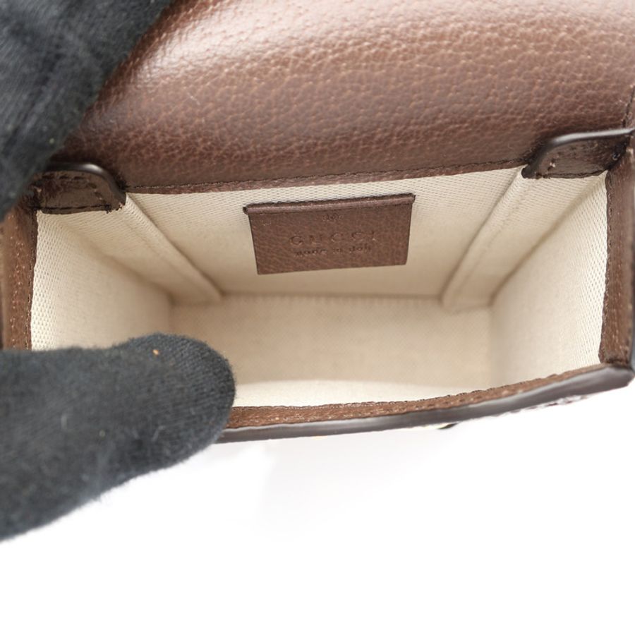 棕色 Jumbo GG 帆布 牛皮 Horsebit 1955 Mini 手機包 肩背包【GUCCI 古馳】 525615-2