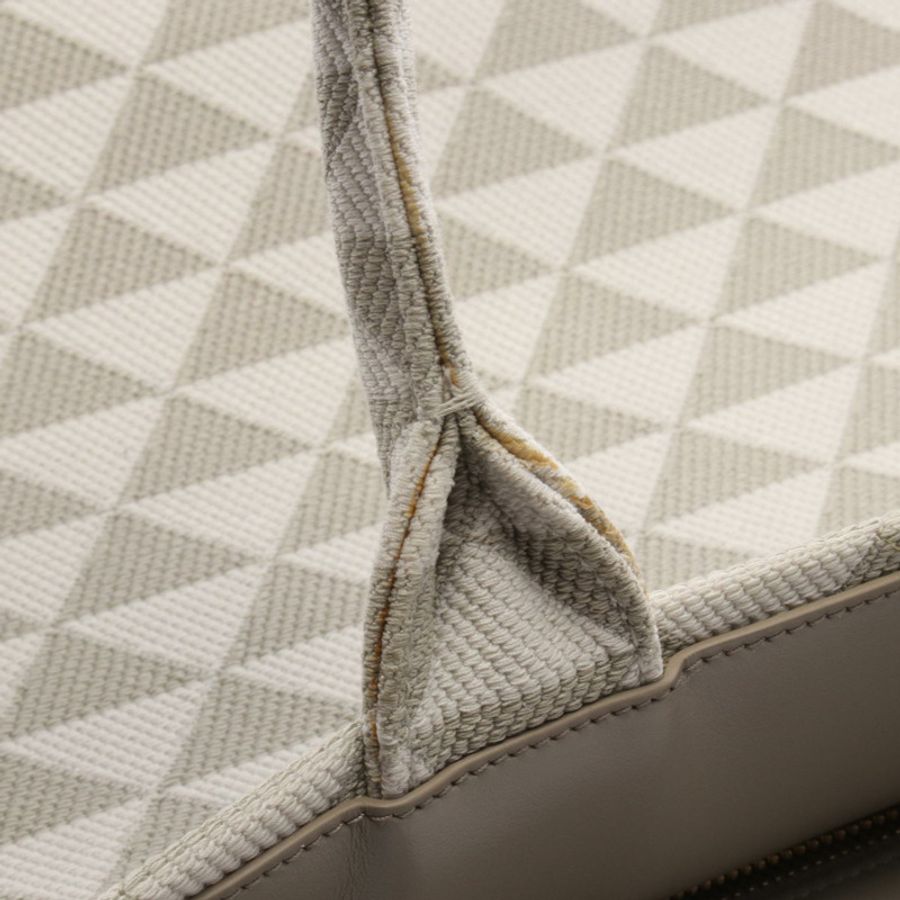 PRADA TRIANGOLO 提花符號刺繡手提包 1BA356 帆布 灰白色-7
