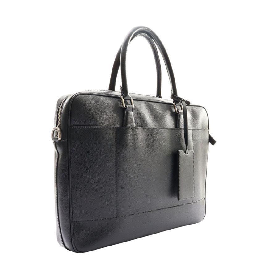 黑色 防刮牛皮 公事包 兩用包 無背帶【PRADA 普拉達】 2VE368-1