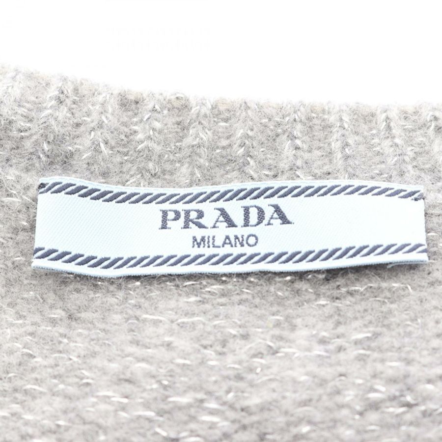 PRADA 標誌圓領針織衫 P24B2Q 羊絨羊毛 灰色 #38 二手 女款-2