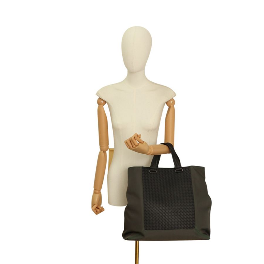 綠色 羊皮 帆布 Mixed Media 手提包【BOTTEGA VENETA BV 寶緹嘉】-9