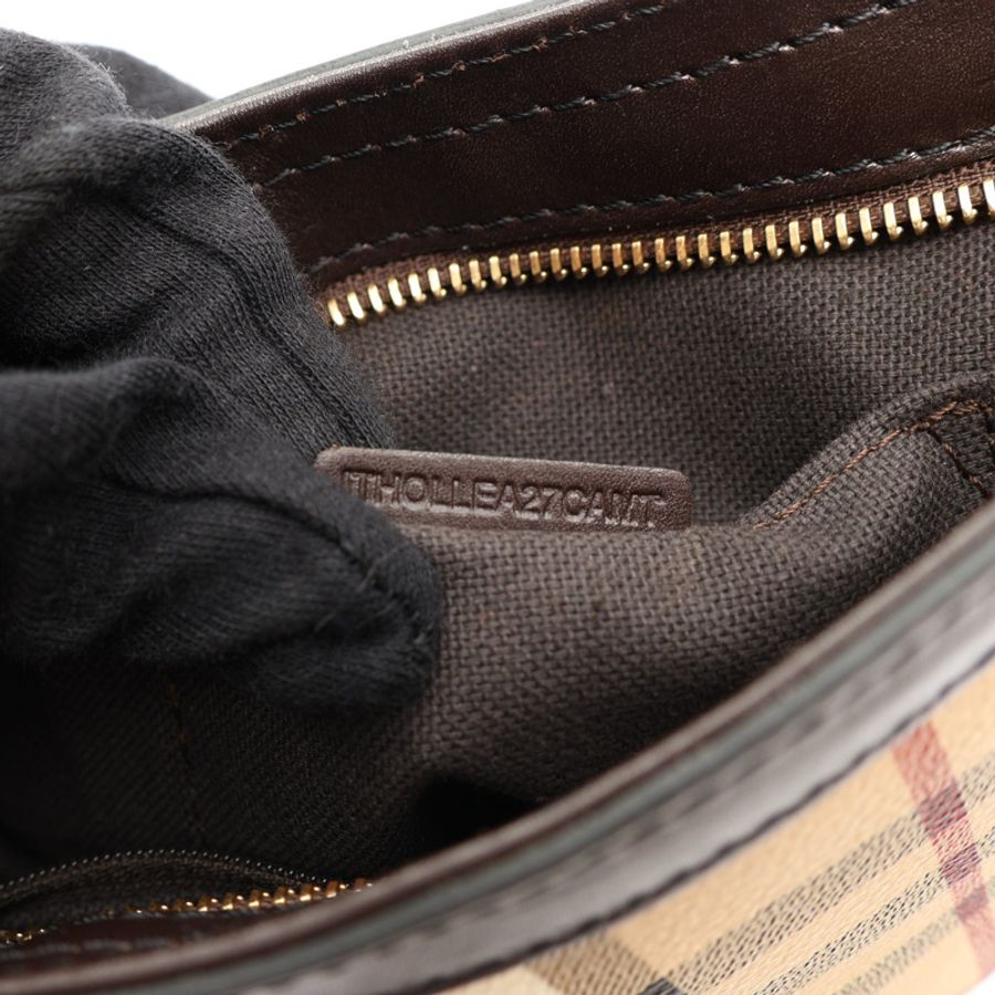 棕色 牛皮 PVC塗層帆布 經典格紋 斜背包 肩背包【BURBERRY 巴寶莉】 96406-8