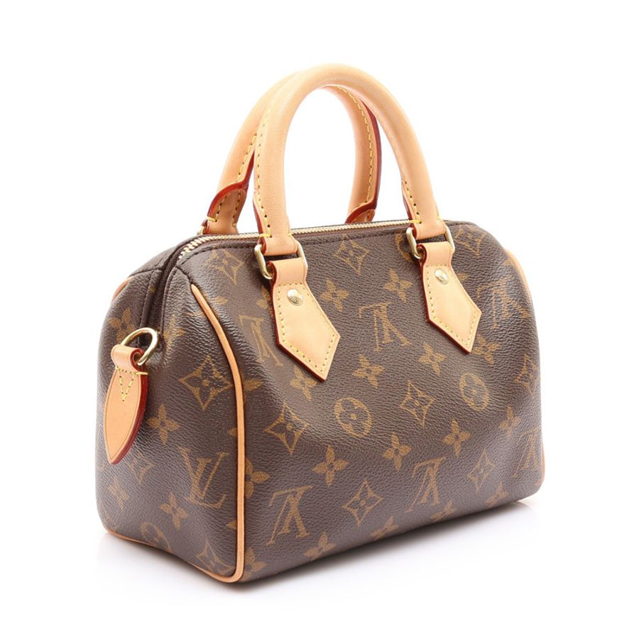 棕色 原花帆布 Speedy Bandouliere 20 兩用包【LOUIS VUITTON LV 路易威登】 M46222-1