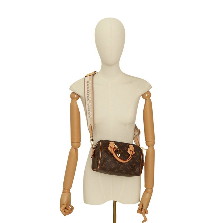 棕色 原花帆布 Speedy Bandouliere 20 兩用包【LOUIS VUITTON LV 路易威登】 M46222-8