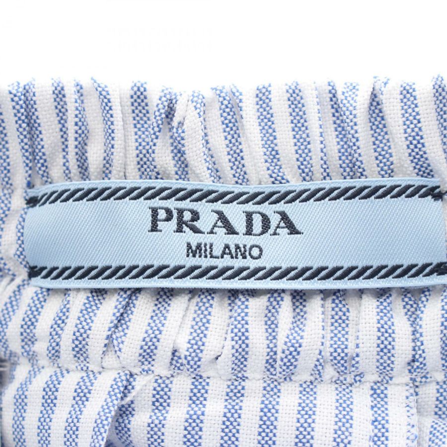 PRADA 條紋褶襉半身裙 棉滌混紡 藍白 #36 二手女裝-2