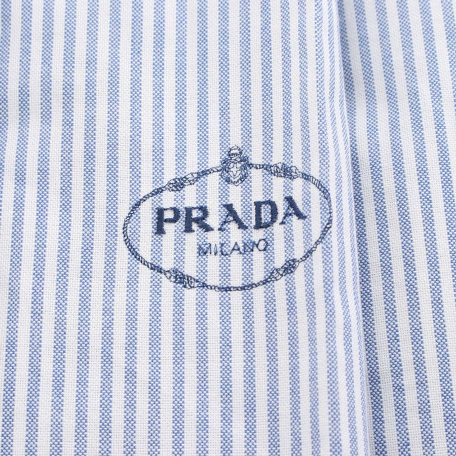 PRADA 條紋褶襉半身裙 棉滌混紡 藍白 #36 二手女裝-8