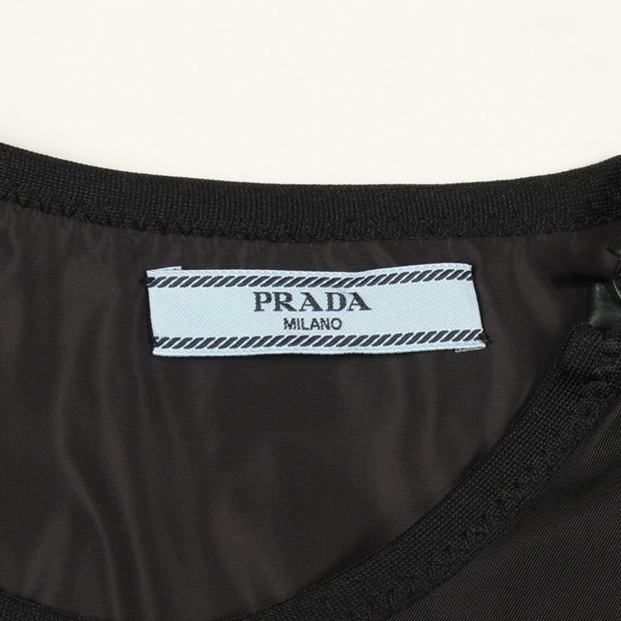 PRADA Re-Nylon 三角 Logo 短袖連身裙,黑色尼龍材質,#38,二手女款-2