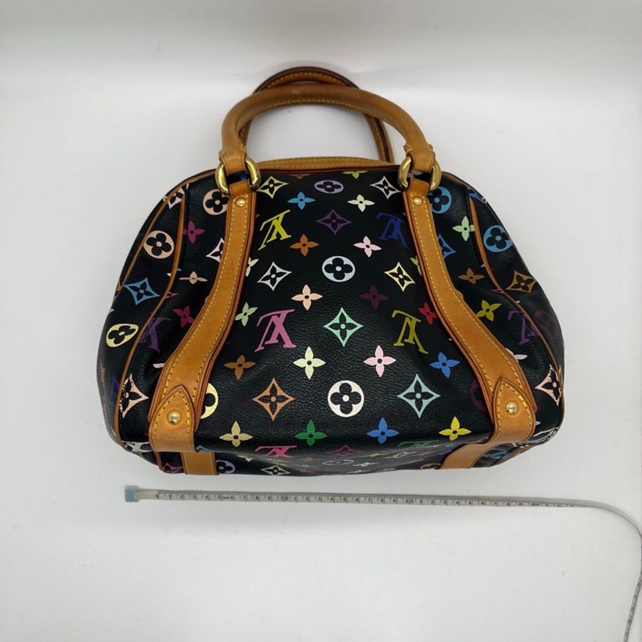 LV 路易威登 黑三彩保齡球手提包,經典老花配色,金色五金,手提設計-7