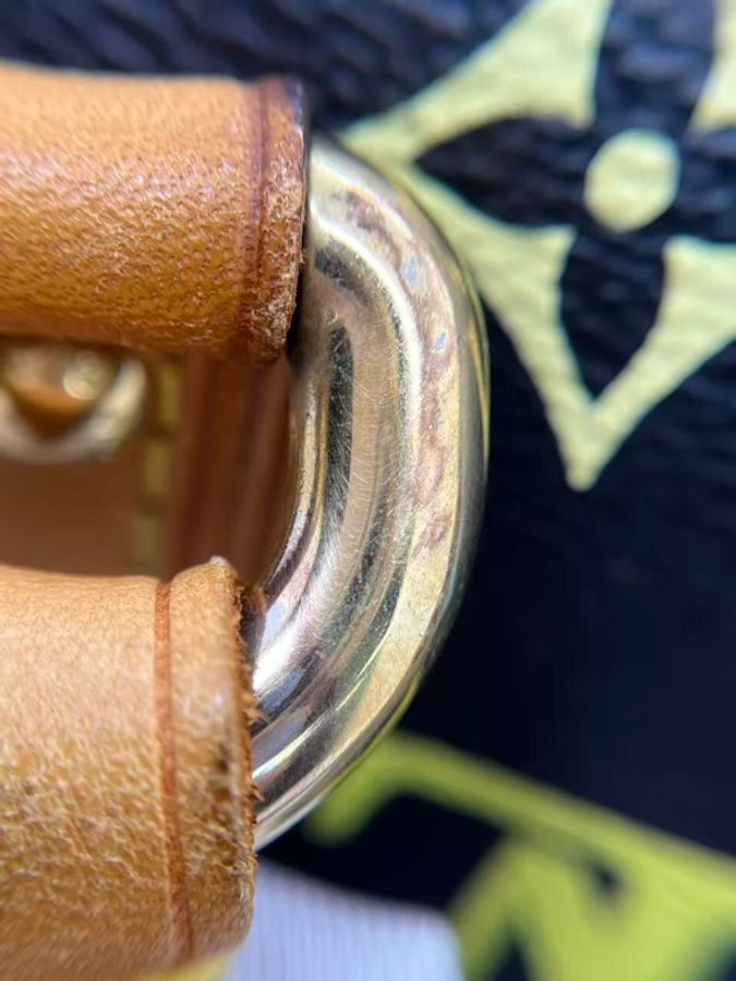 LV 路易威登 黑三彩保齡球手提包,經典老花配色,金色五金,手提設計-12
