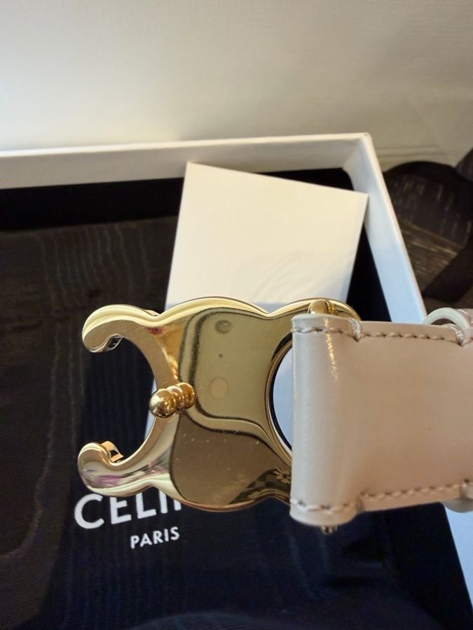 二手精品自賣❤️Celine經典款凱旋門奶茶色腰帶. TRIOMPHE 25毫米皮帶.70公分-6
