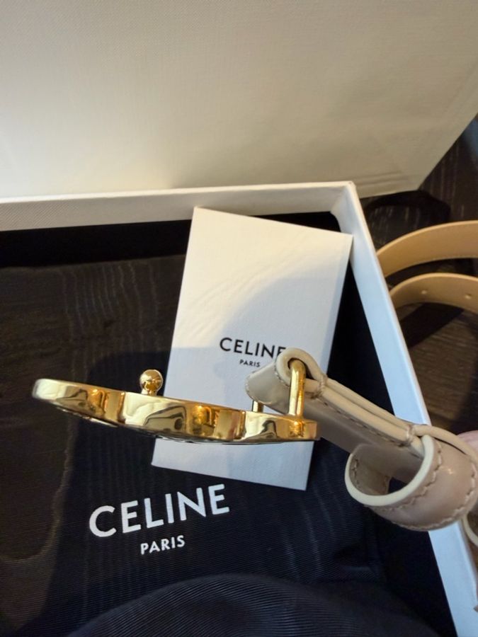 二手精品自賣❤️Celine經典款凱旋門奶茶色腰帶. TRIOMPHE 25毫米皮帶.70公分-9