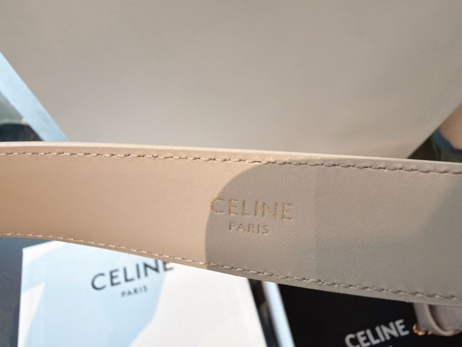二手精品自賣❤️Celine經典款凱旋門奶茶色腰帶. TRIOMPHE 25毫米皮帶.70公分-14