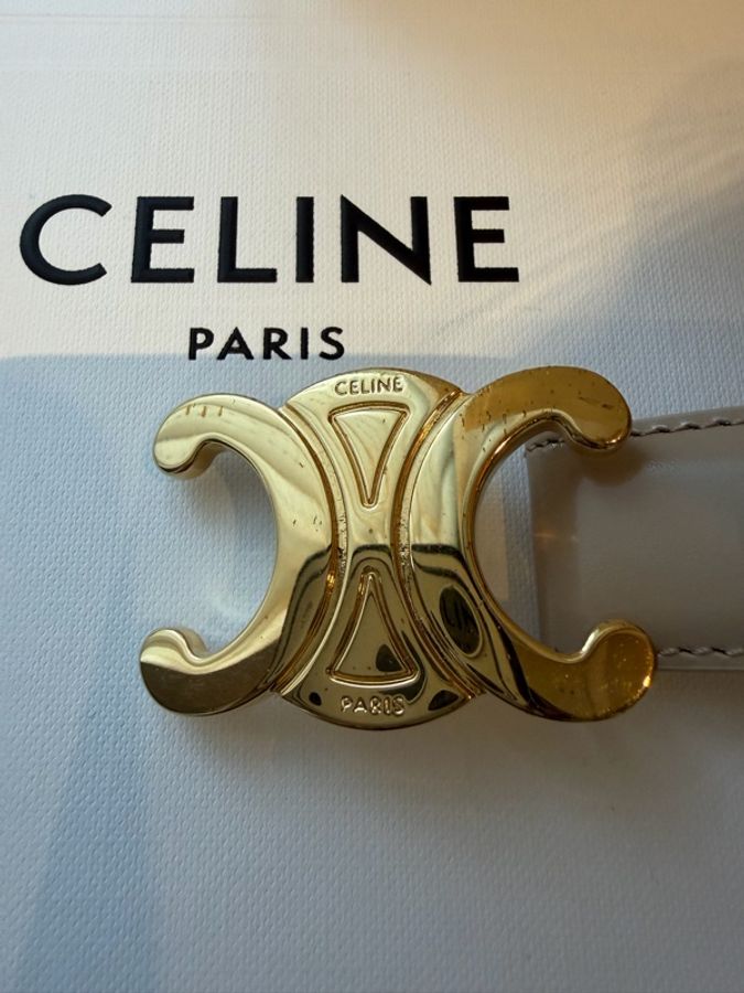 二手精品自賣❤️Celine經典款凱旋門奶茶色腰帶. TRIOMPHE 25毫米皮帶.70公分-20