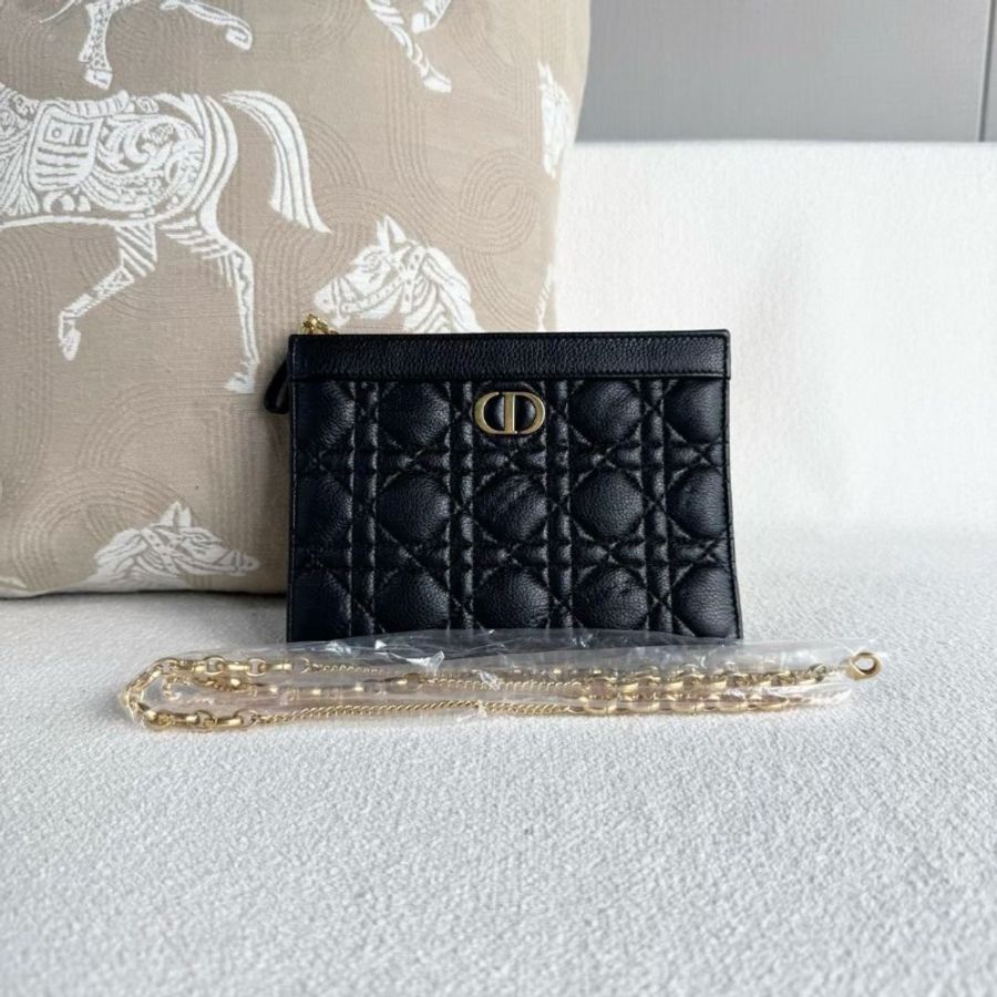 Dior 黑金Caro鏈條包 牛皮 19*14*5 9新 配件鏈條 塵袋-2